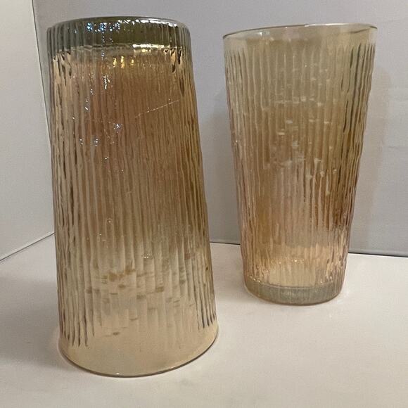 Pair Large Vintage Jeannette Tree Bark Variant Carnival Glass 23 oz Glasses - Picture 8 of 11